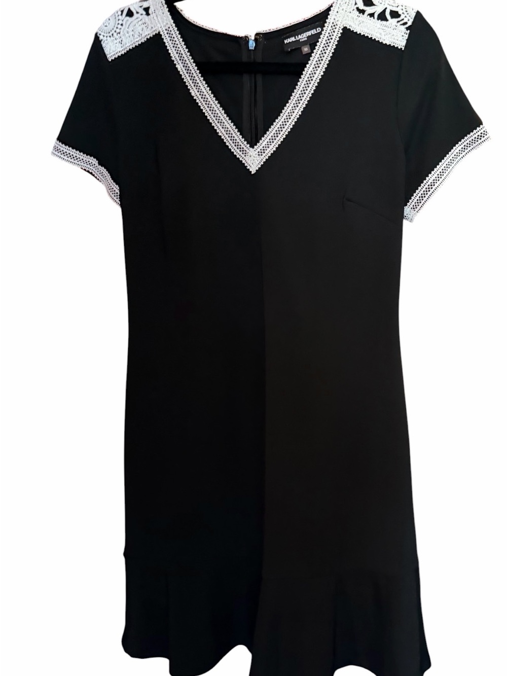 Karl Lagerfeld Black Dress with White Lace Trim